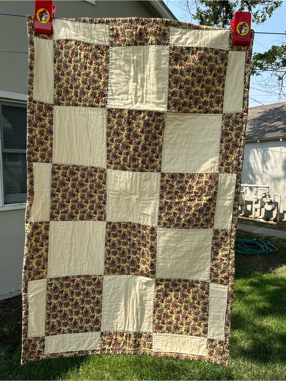 Vintage Handmade Patchwork Quilt Checkerboard. Cottagecore. Rustic.Granny. 50x33
